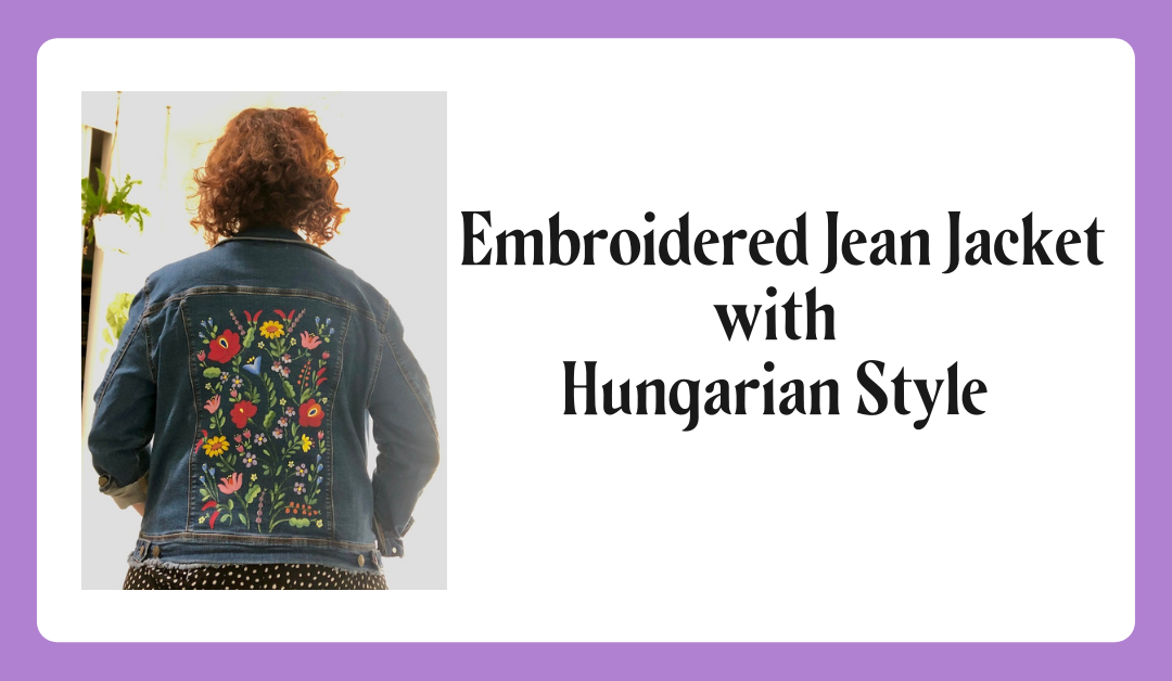 Hungarian Folk Art Painted Jean Jacket